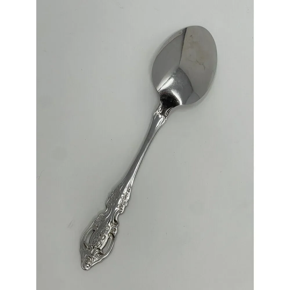 Oneida Renoir-Pembrooke Stainless Floral Pierced Serving Table Spoon 8.5